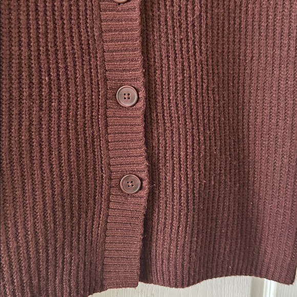 Express Ribbed Button Front London Cardigan S Rich Mocha - Picture 9 of 11
